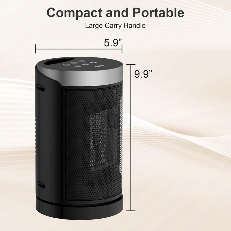 WINHL Space Heater, Small Portable Electric Heaters for Indoor Use with Thermostat and Remote, 70°Oscillation, 12H Timer, 5 Modes, 1500W PTC Ceramic Fast Safety Heat for Office Bedroom Home - Image 5